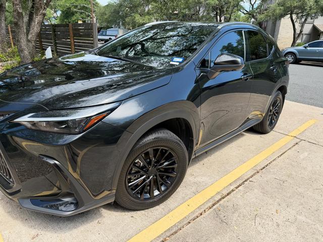 Black 2025 Lexus NX 350 with gloss black wheels after a Silver mobile detail in Austin